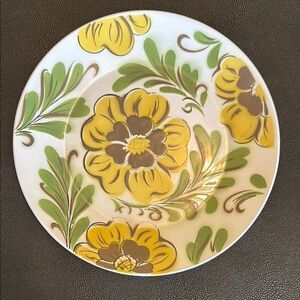 Ascot Large Floral Yellow and Green Serveware Plate Delux Ironstone